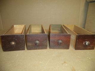 Vintage Sewing Machine Cabinet Drawers Dark Wood Fronts Set Of 4