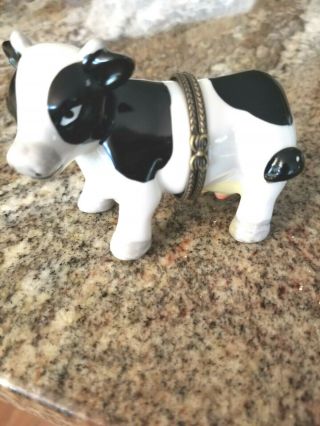 Dairy Farmer Cow Cattle Hinged Trinket Box & Baby