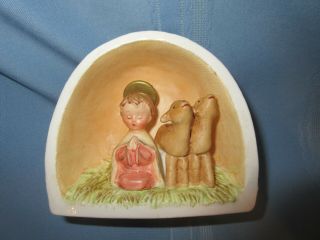Vintage Napco Japan Planter 1959 Baby Jesus With Lambs In An Alcove 4 X 5 "