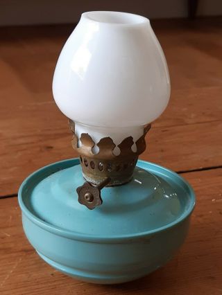 Vintage Kelly Oil Lamp Paraffin Lamp Turquoise Enamel