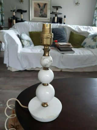 Vintage Heavy Onyx Marble Table / Bedside Lamp - 11 " High.  4 " Diameter Base