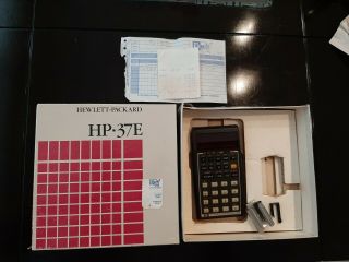 Vintage Hewlett Packard Hp 37e Calculator W/original Receipt
