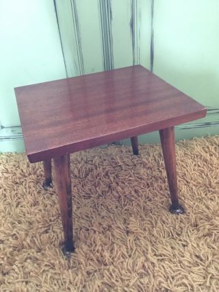 Vintage Retro Wooden Top Small Side Table Plant Stand Dansette Pivot Feet Legs