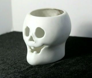 Vintage Hallmark Porcelain Halloween Skull Votive Candle Holder