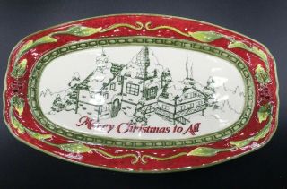 Fitz And Floyd Holiday Sentiment Serving Tray Merry Christmas To All 2008 2