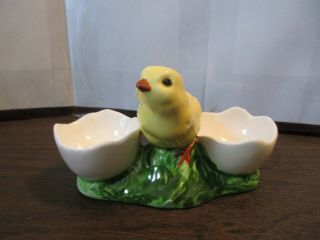 Vintage Porcelain Lefton Baby Chick Figurine - Chicken Peep - Egg Cup - Japan