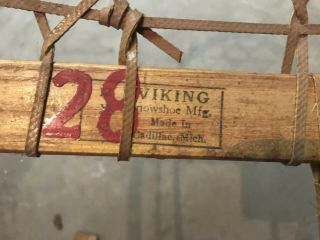 Vtg 40s Viking Snowshoes Leather Wood Rawhide DENVER CO 42 