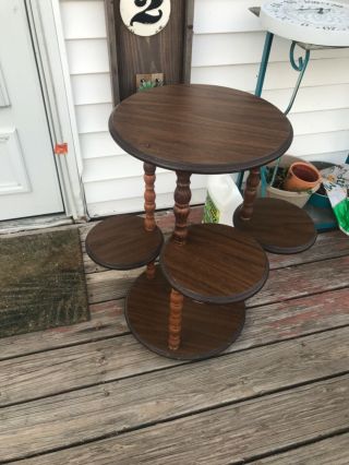 Vintage Retro 3 Tier Wood Plant Stand Table.