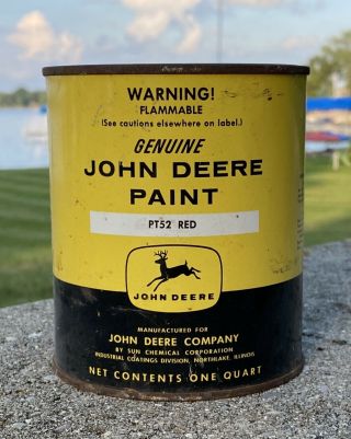 Vintage John Deere Pt52 Red Paint Quart Can