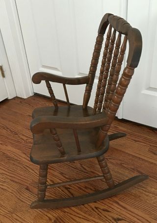 VINTAGE CHILD ' S SOLID WOOD ROCKING CHAIR 3