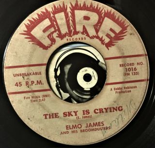 Elmo James 45 Blues The Sky Is Crying Held My Baby Last Night Vg Plays Better