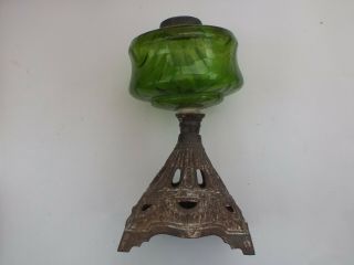 Antique Oil Lamp Base And Glass - Probably Victorian