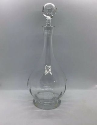 Vintage Signed Baccarat Crystal Decanter Montaigne Optic Pattern Bubble Stopper