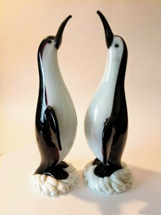 Vintage Italian Murano Figural Art Glass Penguins Pair