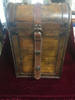 Vintage Wooden Trunk Chest 13 1/4 Tall 9” Wide Unknown Age Or Maker