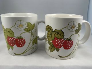 Vintage Otagiri Japan Strawberry Coffee Tea Cups Mugs (set Of 2)