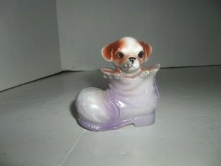 Vintage Puppy Dog In A Boot Shoe Figurine Made In Japan