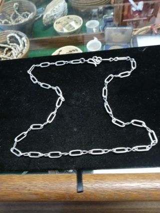 Spectacular Large Vintage Old Pawn Hand Made Navajo Sterling Silver Chain 28 "