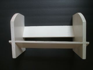 Vtg Book Holder Shelf Real Wood White Slant Tilt Back Handmade Tabletop 14x8