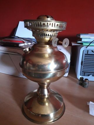 Vintage Veritas Brass Oil Lamp,  Twin Burner,  Gallery,