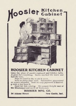 Hoosier Kitchen Cabinet 1905 Oak Cupboard W Flour Bins 8x10 " Antique Reprint Ad
