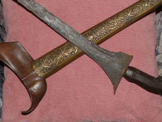 Antique Old Vintage Kris Keris Knife Weapon With Scabbard Steel Rough Blade Kra
