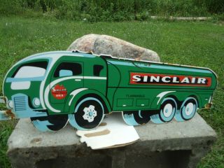 Vintage Sinclair Flame Oils Porcelain Gas Station Pump Sign Truck Die Cut