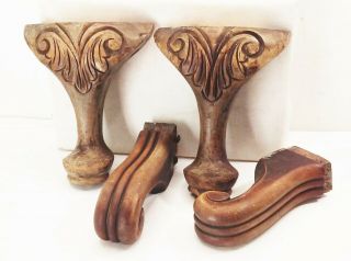 Vtg Antique Victorian Wood Ornate Arm Claw Leg Ballroom Parlor Accent Arm Chair