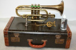 Vintage Ambassador Fe Olds & Son Trumpet 71743 W/ 3 Mouth Piece & Case