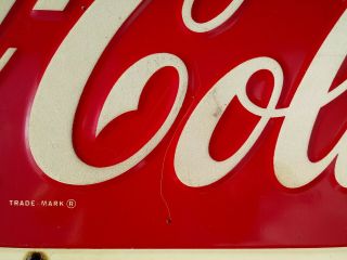 Vintage 1947 DRINK Coca - Cola Reflective Sign Paint on Tin 24 