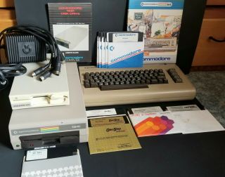 Vintage Commodore 64 Computer W/excel,  Disk Drive & 1541 Single Floppy Disk.