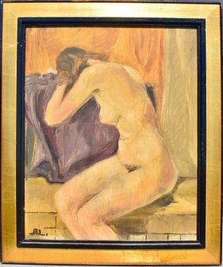 Swedish Anna Lindkvist Vintage Midcentury Modern Sweden Nude Oil Painting