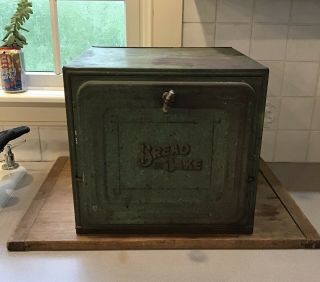 Vintage Green Tin Bread And Cake Cabinet Pie Safe Box Metal Farmhouse Decor