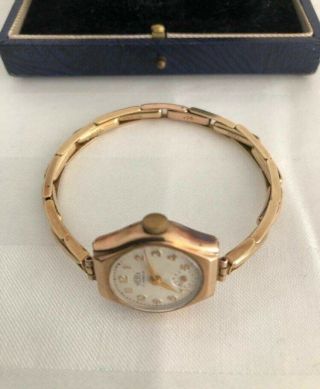 Lovely Ladies Vintage Trebex 9ct/375 Gold Stamped Watch Box/ Paperwork