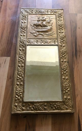 Vintage Peerage Hall Mirror With Ship Design