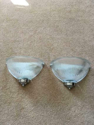 Art Deco Style Chrome And Glass Wall Lights