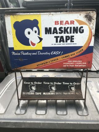 Vintage Bear Masking Tape Advertising Store Display Rack Sign Painting Frozen