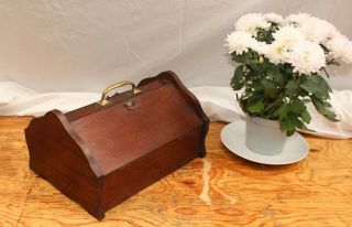 Edwardian Solid Oak Sewing Box With Brass Fittings