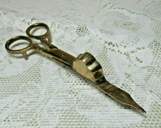 Vintage Solid Brass Candle Wick Snuffer Scissor With Feet Made In India