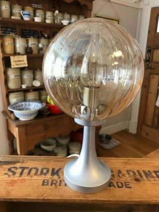 Vintage Mid - Century Glass Ball Table Lamp – Tulip Base – Retro