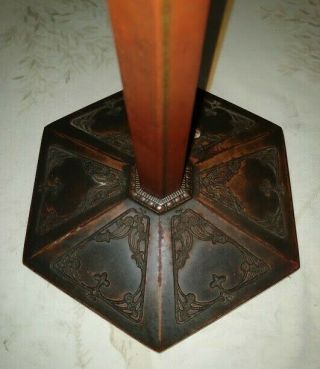 Vtg Arts & Craft Mission Nouveau Deco Table Lamp Fabulous Base Coral Red 1900 - 40