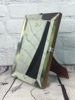 Small Vintage Art Deco Bevelled Table Mirror,  Wooden Easel Back Uk Delivery