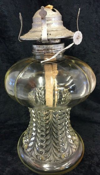 Vintage Oil Lamp Base - Glass - Needs Cleaning - 9.  5 