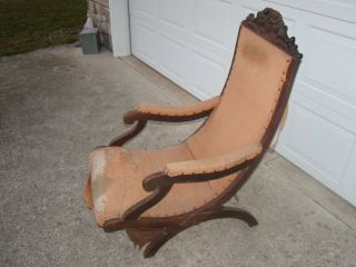 Antique Parlor Chair,  Unique Shaped Chair In Need Of Restoration