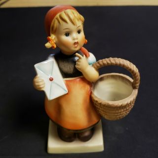 Hummel Figurine - " Meditation " Girl With Basket And Letter 13/0 Tmk - 3 Goebel