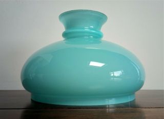 Lovely Duck Egg Blue Cased Glass Oil Lamp Shade,  7.  375 " (18.  7 Cm) Fit Dia