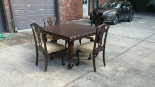 Antique Chippendale Dining Table And Chairs,  Mahogany,  Circa 1910 - 1920