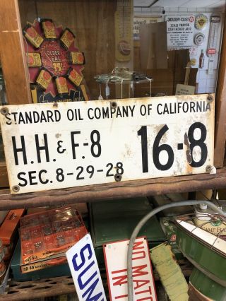 Vintage Porcelain Standard Oil Company Oil Well Lease Sign 30”x12”