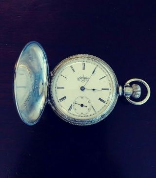 Vintage Elgin Hunters Case Pocket Watch Dueber Coin Silver Lever Set Runs Well