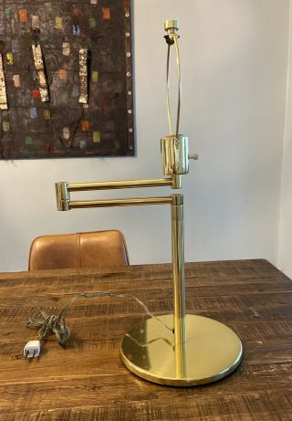 Vintage Hansen Brass Swing Arm Desk Table Lamp Mcm Metalarte